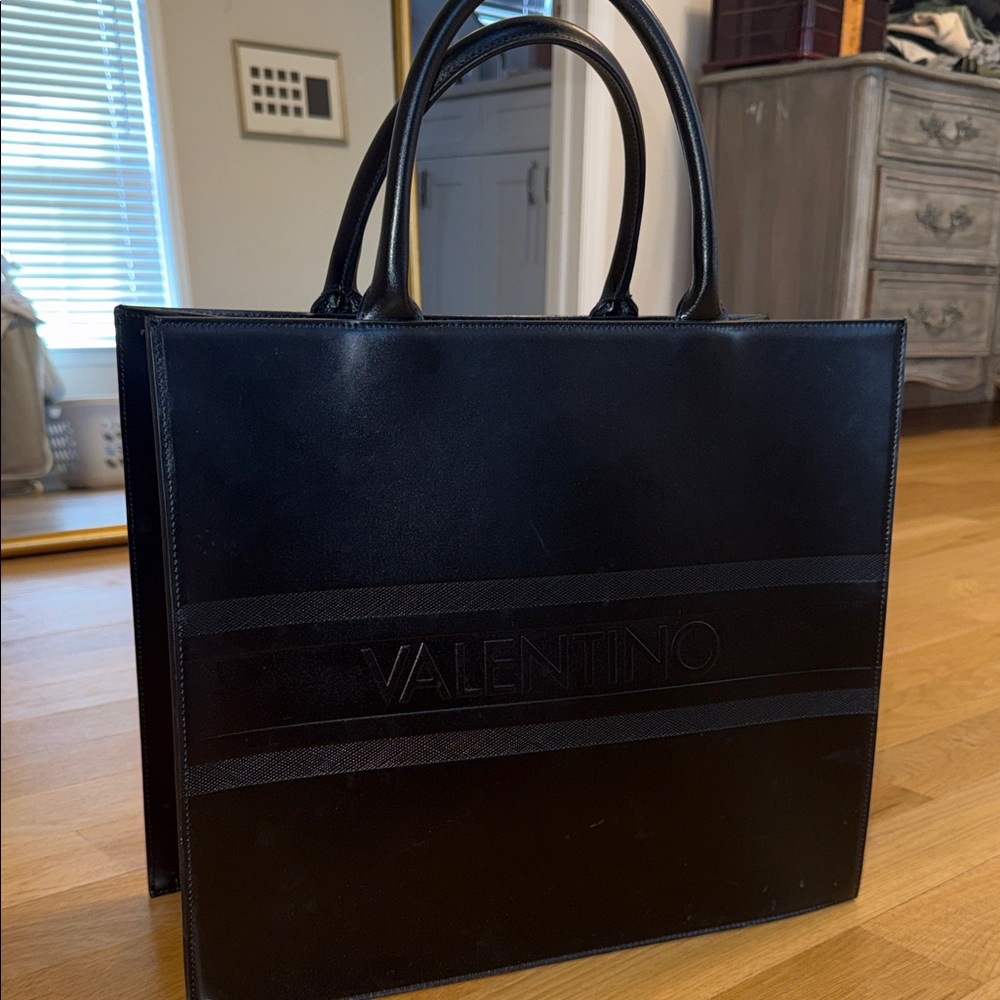 Valentino Men's Black Leather Briefcase